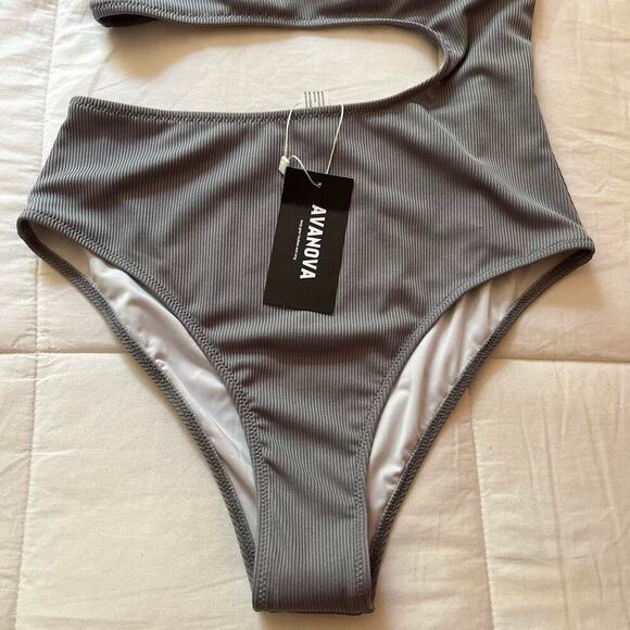 Blue One Piece Swimsuit with cutouts- Size Small - Picture 3 of 5